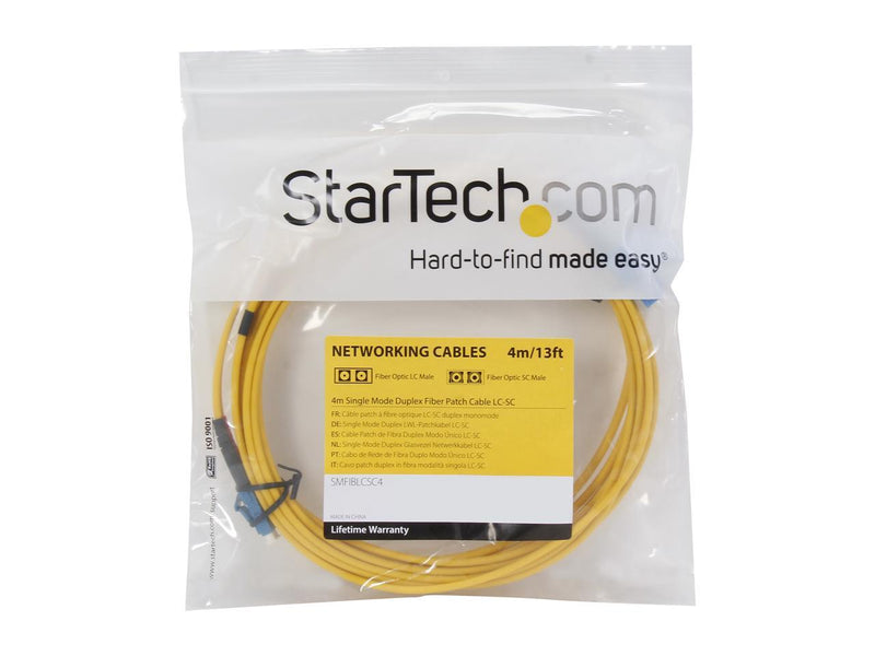 StarTech.com SMFIBLCSC4 13.12 ft. (4m) Single Mode Duplex Fiber Patch Cable