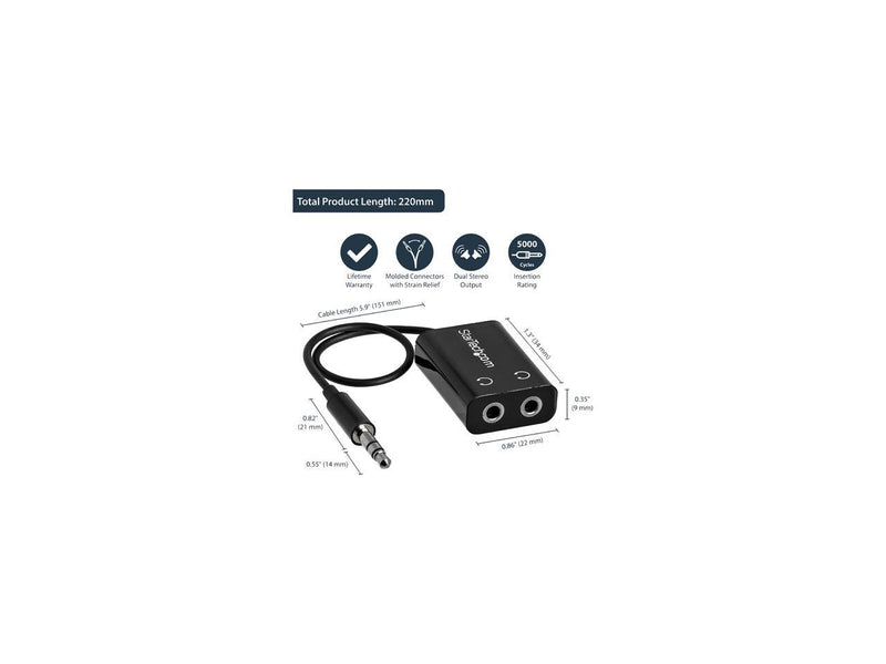 StarTech.com MUY1MFFADP Slim Mini Jack Headphone Splitter Cable Adapter