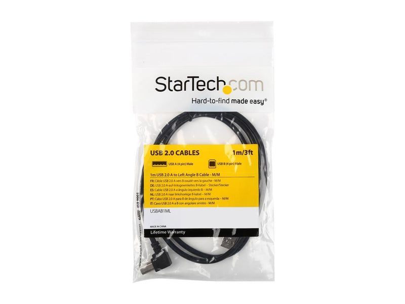 StarTech.com USBAB1ML Black USB 2.0 A to Left Angle B Cable