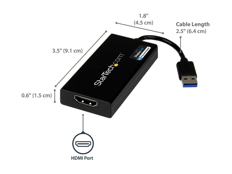 StarTech.com USB32HD4K USB 3.0 to HDMI Display Adapter 4K Ultra HD, DisplayLink