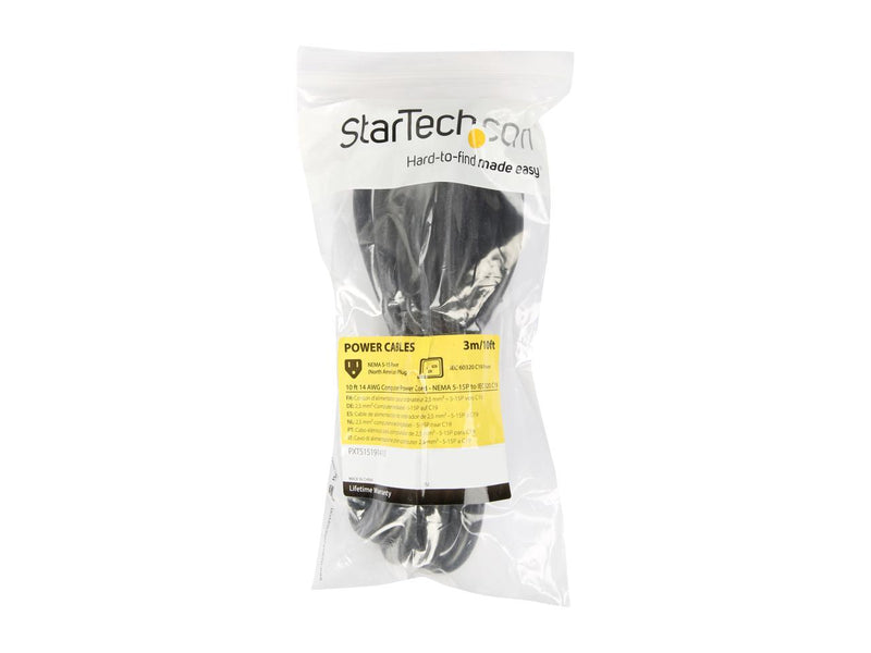 StarTech.com Model PXT515191410 10 ft. Computer power cord - NEMA 5-15P to C19,