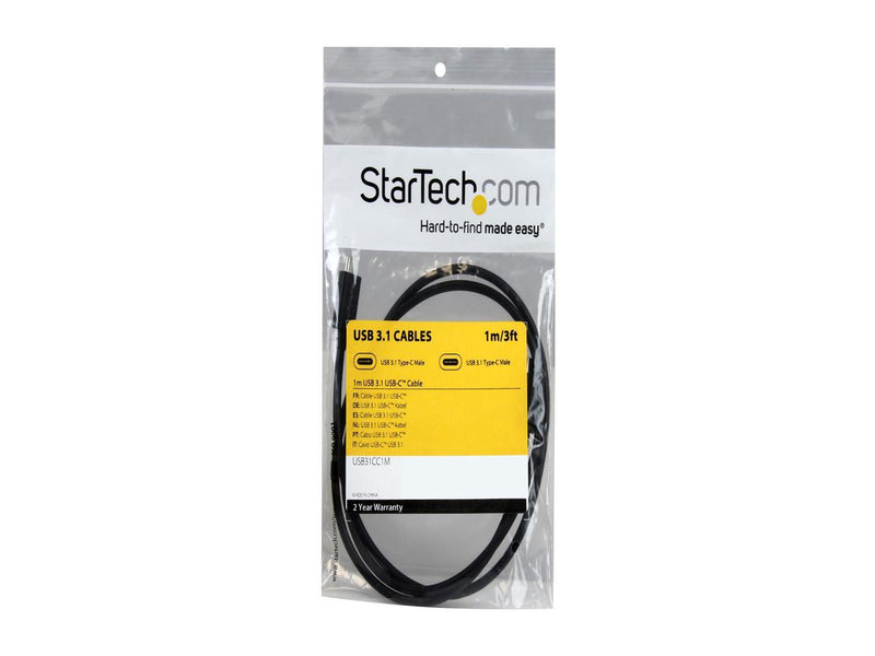 StarTech USB31CC1M USB C Cable - 3 ft. / 1m - 10 Gbps - 4K - USB-IF - Charge and