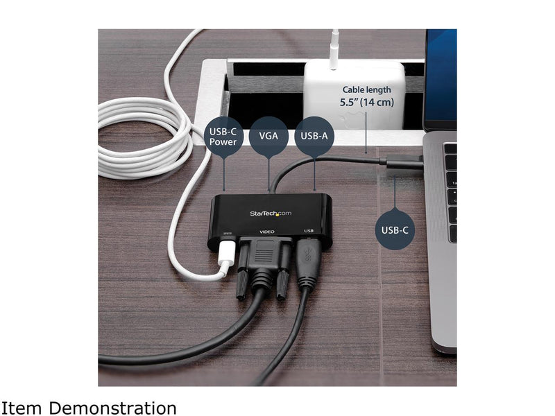 StarTech.com CDP2VGAUACP USB-C to VGA Multifunction Adapter with Power Delivery