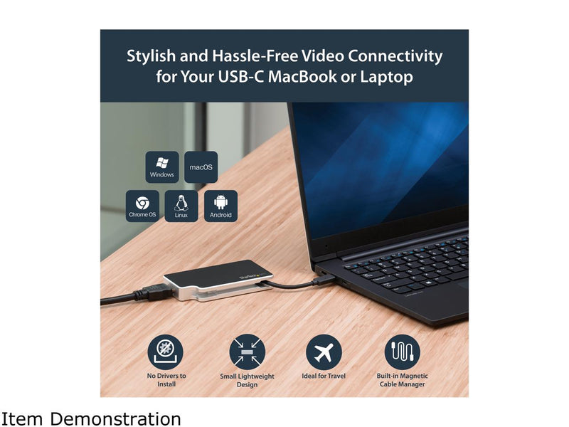 StarTech.com CDPVGDVHDB USB C Multiport Adapter - UHD 4K - USB C to VGA / DVI /