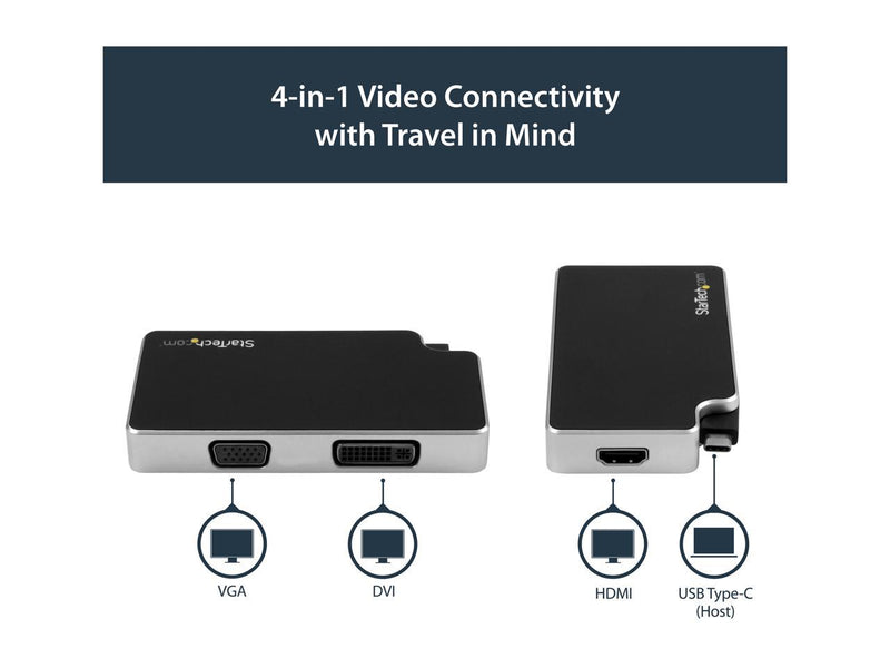 StarTech.com CDPVGDVHDB USB C Multiport Adapter - UHD 4K - USB C to VGA / DVI /