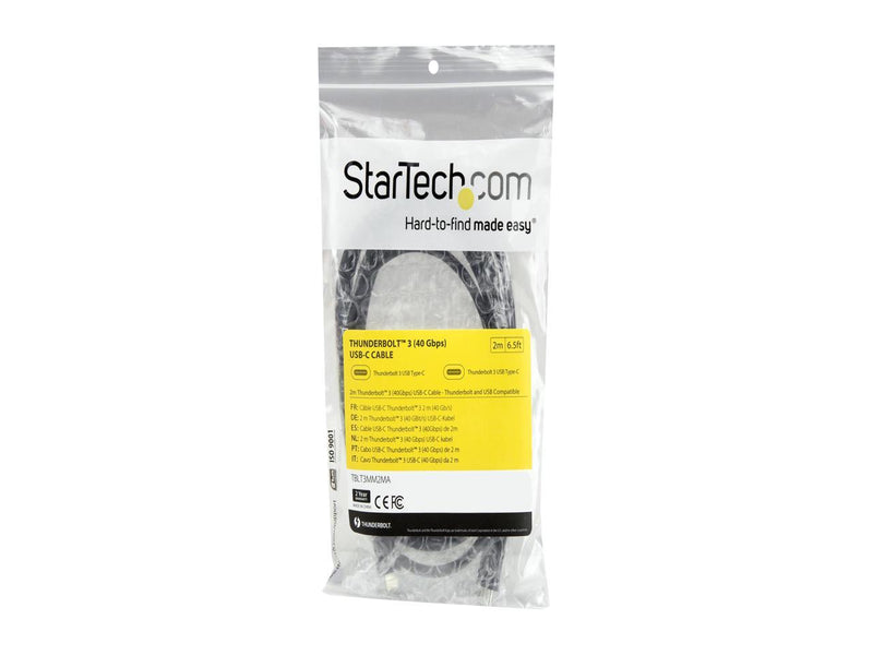 StarTech.com TBLT3MM2MA Thunderbolt 3 Cable - 6 ft / 2m - 4K 60Hz - 40Gbps - USB