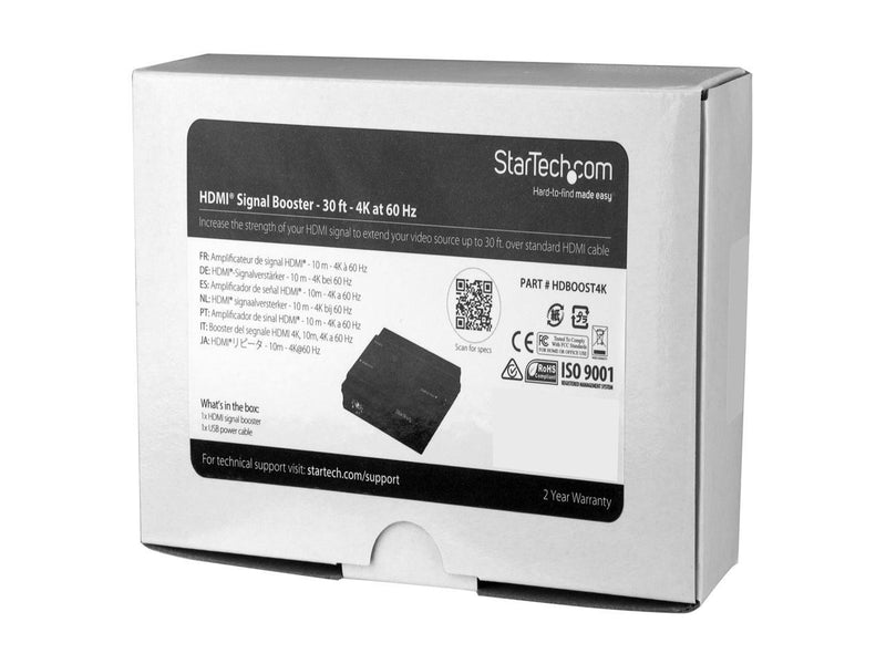 StarTech.com HDBOOST4K HDMI Signal Booster - HDMI Extender - 4K 60Hz