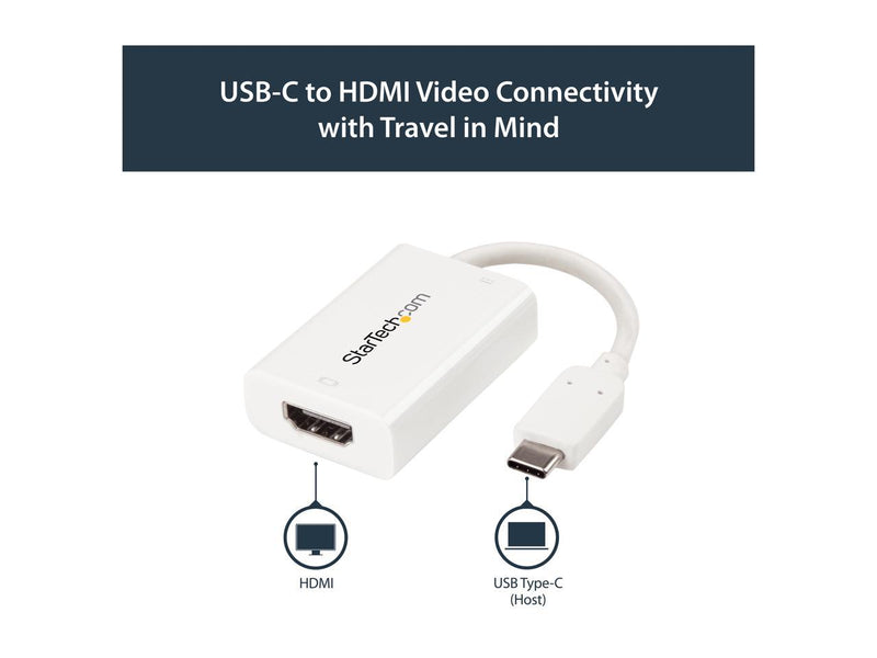 StarTech.com CDP2HDUCPW USB-C to HDMI Video Adapter with USB Power Delivery - 4K