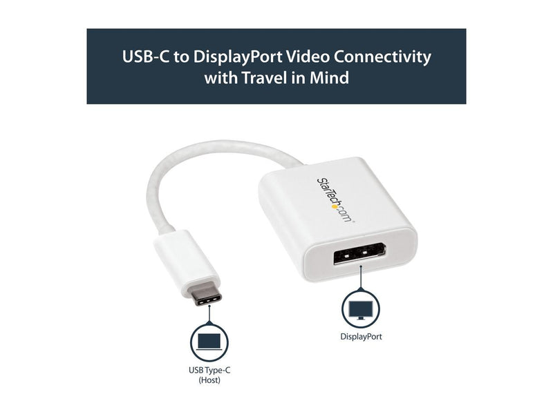 StarTech.com CDP2DPW USB-C to DisplayPort Adapter - 4K 60Hz - White - USB 3.1
