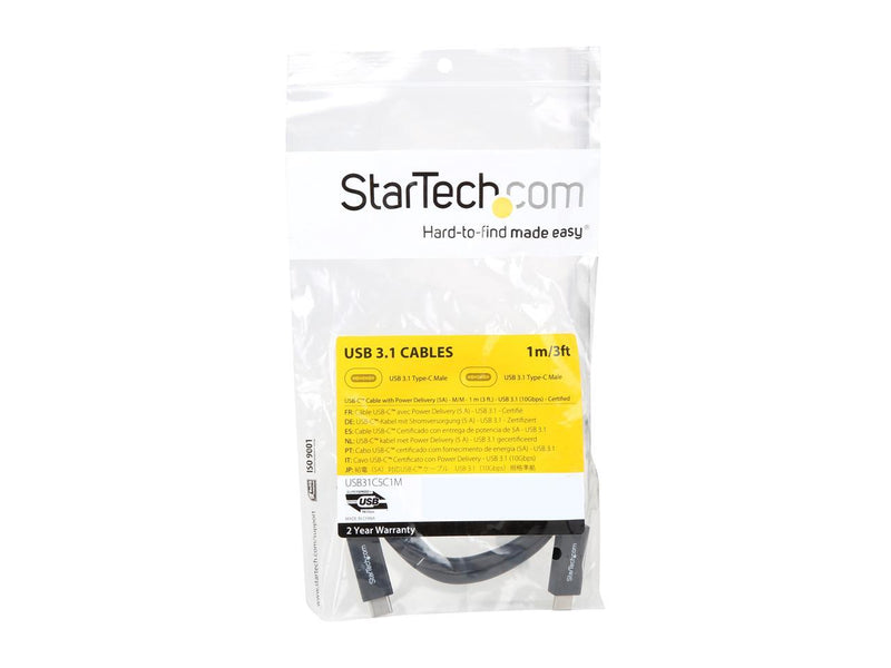 StarTech.com USB31C5C1M Black USB-C Cable with Power Delivery (5A) - USB 3.1 (10