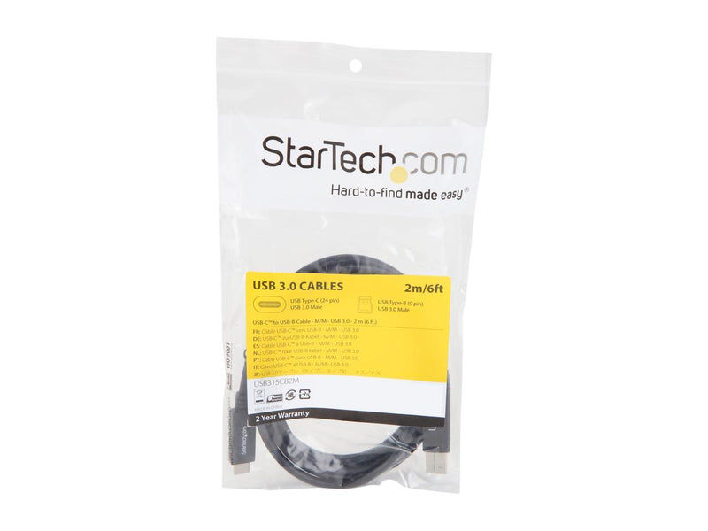 StarTech.com USB315CB2M Black USB-C to USB-B Cable