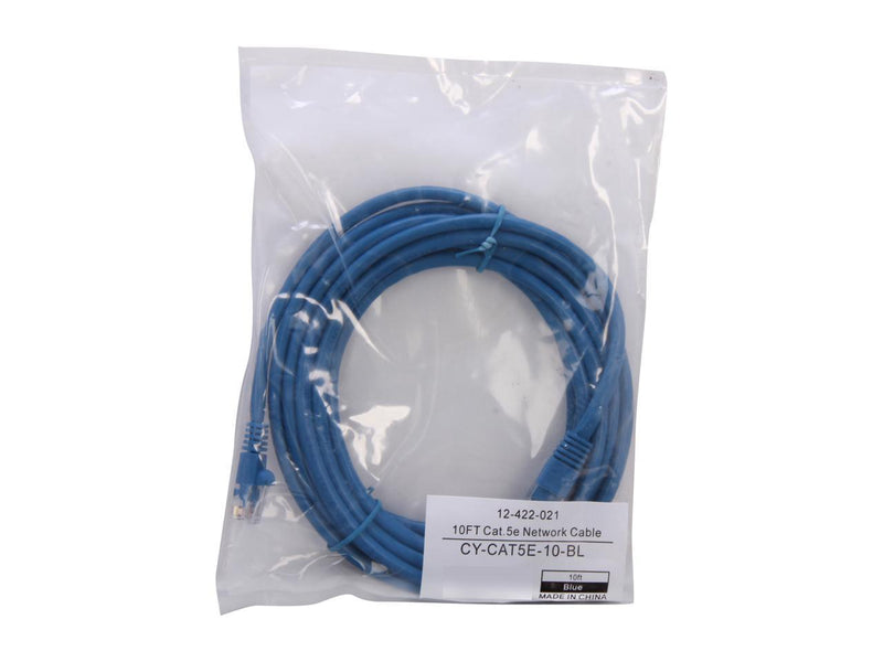 Coboc CY-CAT5E-10-BL 10 ft. Cat 5E Blue 350Mhz UTP Network Cable