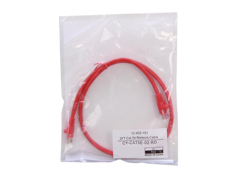 Coboc CY-CAT5E-02-RD 2 ft. Cat 5E Red 350Mhz UTP Network Cable