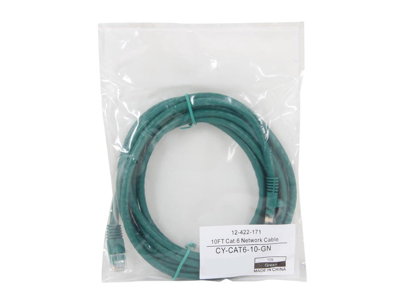 Coboc CY-CAT6-10-GN 10 ft. Cat 6 Green 550Mhz UTP Network Cable