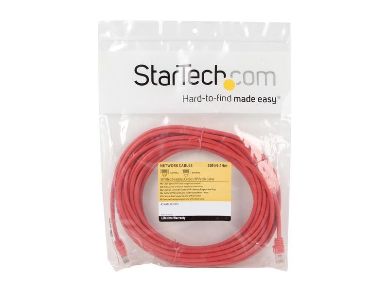 StarTech 45PATCH30RD 30 ft. Cat 5E Red Snagless Cat 5e UTP Patch Cable