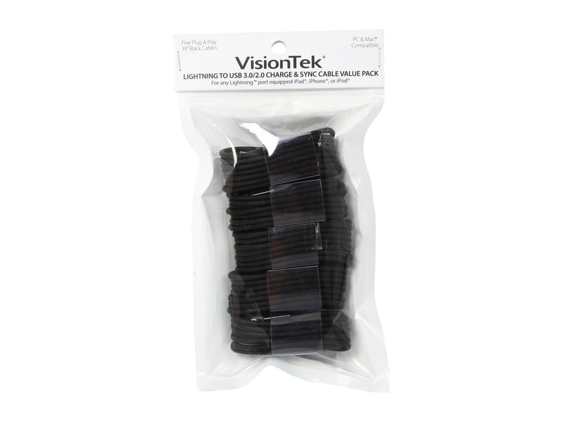 VisionTek 900784 Black Lightning to USB Black Charge & Sync Cable One Meter 5