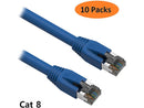 Nippon Labs Cat 8 Ethernet Cable 7 ft. - Blue, 2GHz, 40G, 24AWG, S/FTP -
