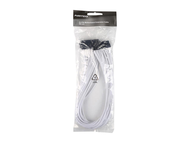 Phanteks 24 Pin M/B Premium Sleeved Extension Cable 19.68" Length, White