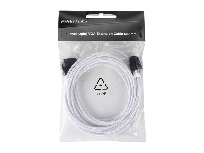 Phanteks PH-CB8V_WT 1.64 ft. (0.50m) 8 to 8 (6+2) Pin VGA Premium Sleeved