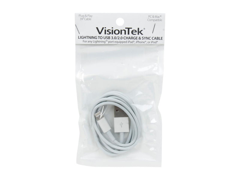 VisionTek 900704 White Lightning to USB White 1 Meter Cable