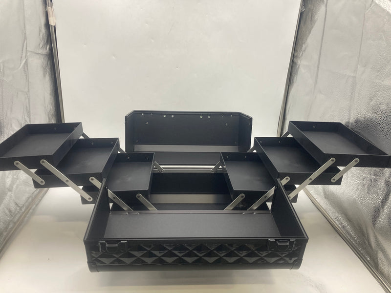 BEAUTY COSMETIC MAKEUP CASE TRAIN EXTENDABLE TRAYS MAGNIFIQ MAKEUP - BLACK - Like New