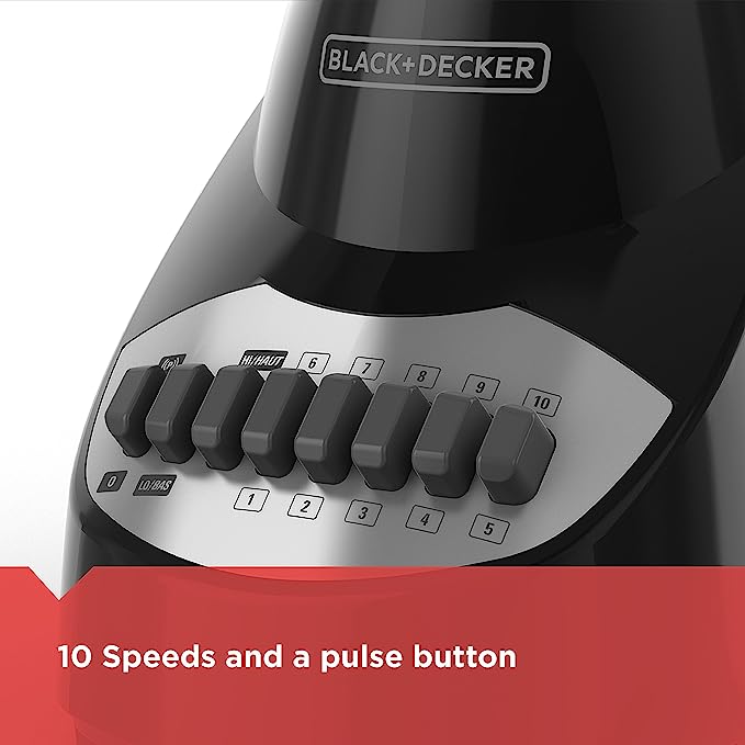 BLACK+DECKER 10-Speed Countertop Blender 48oz Glass Jar BL2010BG - Black - Like New