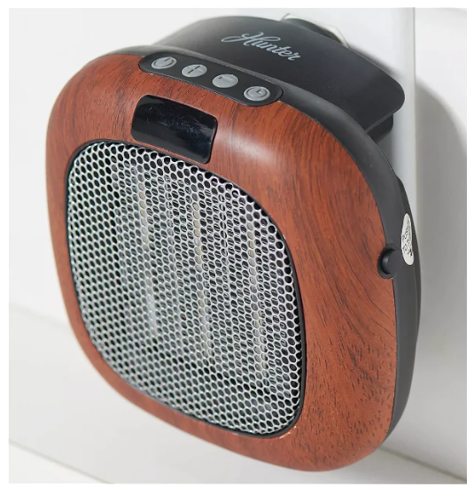 Hunter 750W Small Space Heater w/ Adj. Thermostat and Timer Wood Grain - Like New