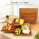 MAXBORO BAMBOO CUTTING BOARD SET WITH STAND, DOUBLE-SIDED, 3PCS - BROWN - Like New