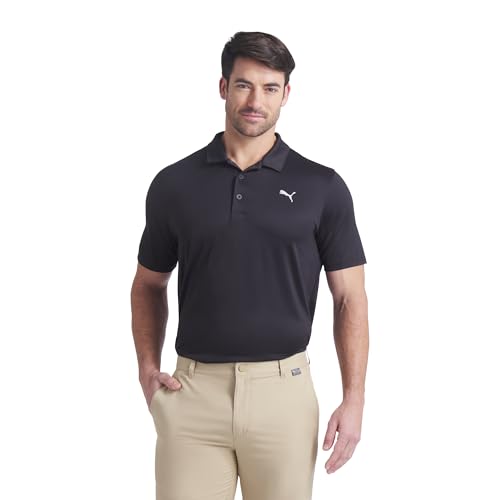 631607 PUMA MEN'S ICON HEATHER POLO 2.0 BLACK HEATHER SIZE L - Brand New