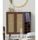 Atlantic Loft & Luv Remy Boho Mid-Century Bar Cabinet Walnut - Scratch & Dent
