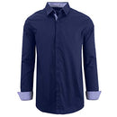 GALAXY BY HARVIC MENS LONG SLEEVE SOLID SLIM FIT DRESS SHIRTS SIZE 2XL NAVY - Brand New