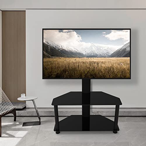 HCCK&CLLASSP H&C TV FLOOR STAND, BLACK TEMPERED GLASS FS03 - BLACK - Like New