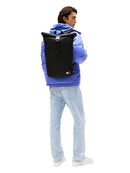 TOMMY JEANS MENS DAILY ROLLTOP BACKPACK, ONE SIZE, AM13727-001 - BLACK - Brand New
