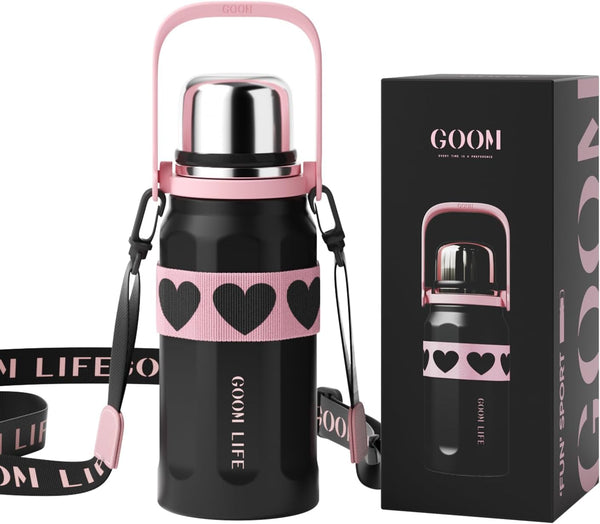 GOOM 32 oz Thermos for Hot and Cold Drinks, Steel, GE-CK22AW-B15 - Black, Pink Like New