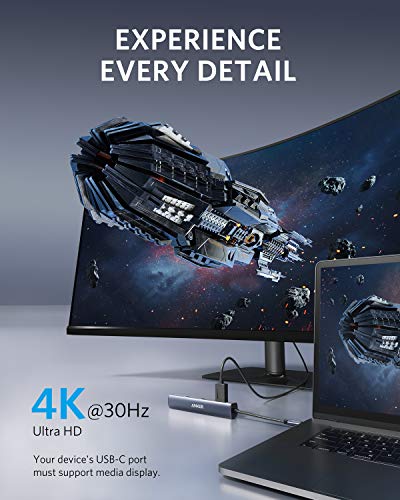 ANKER 6-IN-1 USB C HUB WITH 65W POWER DELIVERY, 4K HDMI, 1GBPS ETHERNET - GRAY - Like New