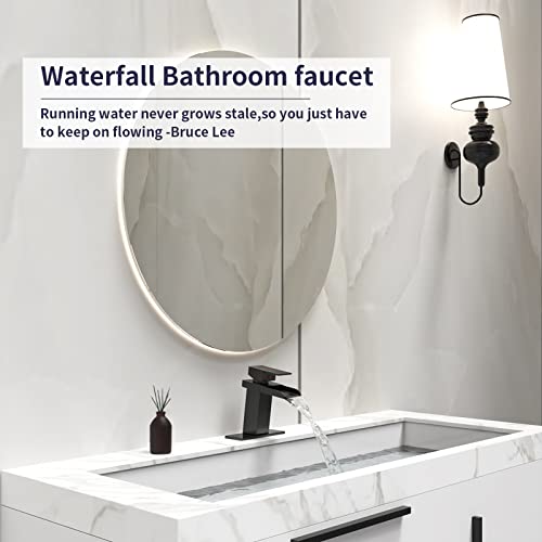 BWE BWE BATHROOM FAUCET WATERFALL BATH SINGLE HOLE HANDLE MODERN - BLACK MATTE - Like New