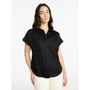 TIME AND TRU WOMEN'S CHAMBRAY CAMP SHIRT SIZE: L - BLACK SOOT WASHED - Brand New