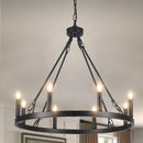 LASENCHOO CHANDELIER FOR DINING ROOM, 8-LIGHT HANGING FIXTURE - BLACK - Like New