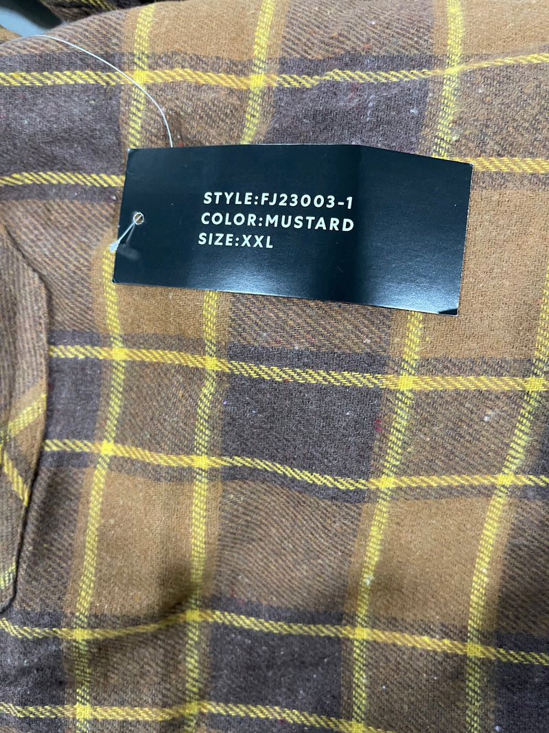 RUDOLPH MEN'S FLANNEL SHERPA-LINED SHIRT JACKET - SIZE: MEN 2XL - MUSTARD - Like New