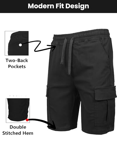 Galaxy by Harvic Men’s Stretch Pull-On Cargo Shorts, Size 2XL, Olive Green - Brand New