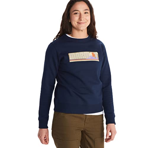 MARMOT WOMEN'S MONTANE CREW SCREEN PRINTED SWEATSHIRT M14188 ARCTIC NAVY SIZE L - Brand New