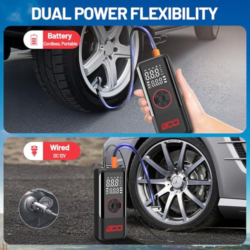 BDO Tire Inflator Portable Air Compressor 160PSI 12V Car Plug-In & CordlessTire - Like New