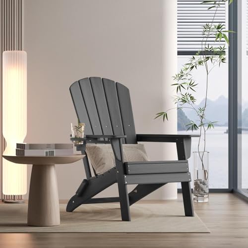 Nevilywood Folding Adirondack Chair - Extended Ergonomic Backrest - Grey - Like New