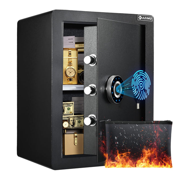 ADIMO FINGERPRINT SAFE 2.1 CUFT BIOMETRIC SAFE REMOVABLE SHELF - BLACK - Like New
