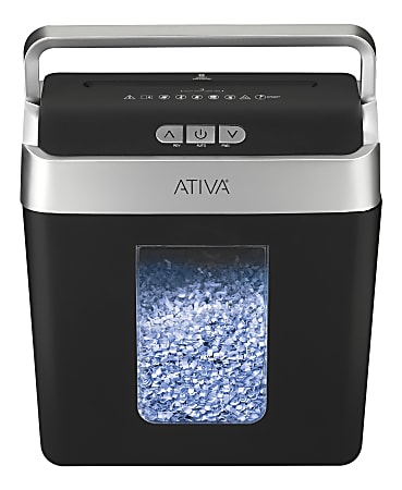 ATIVA 8-SHEET MICRO-CUT LIFT-OFF SHREDDER WITH HANDLE - BLACK/SILVER - Brand New