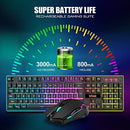 REDTHUNDER K10 WIRELESS KEYBOARD MOUSE COMBO LED RECHARGEABLE 3800MAH - BLACK - Like New