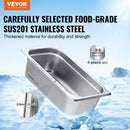 VEVOR 6 PACK HOTEL PANS, 1/3 SIZE ANTI-JAM STEAM PAN, STAINLESS STEEL - STEEL - Like New