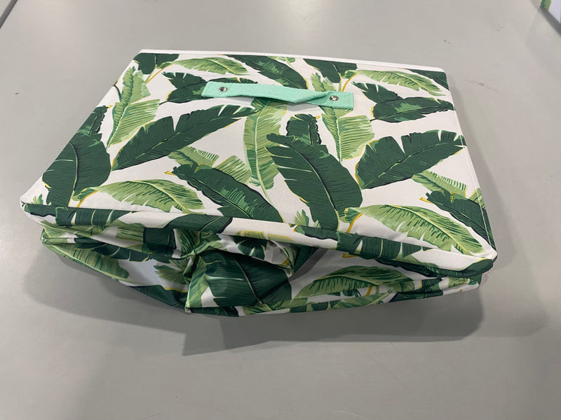 COLLAPSIBLE FABRIC STORAGE TRAY BOTTOM PIECE TROPICAL PALM LEAF PATTERN - Like New