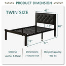 Feonase Twin Size Bed Frame with Faux Leather Headboard Heavy-Duty - Black - Like New