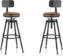 MSMV 27-35" Vintage Industrial Bar Stool Farmhouse Set 2 - Cast Steel Stool - Like New